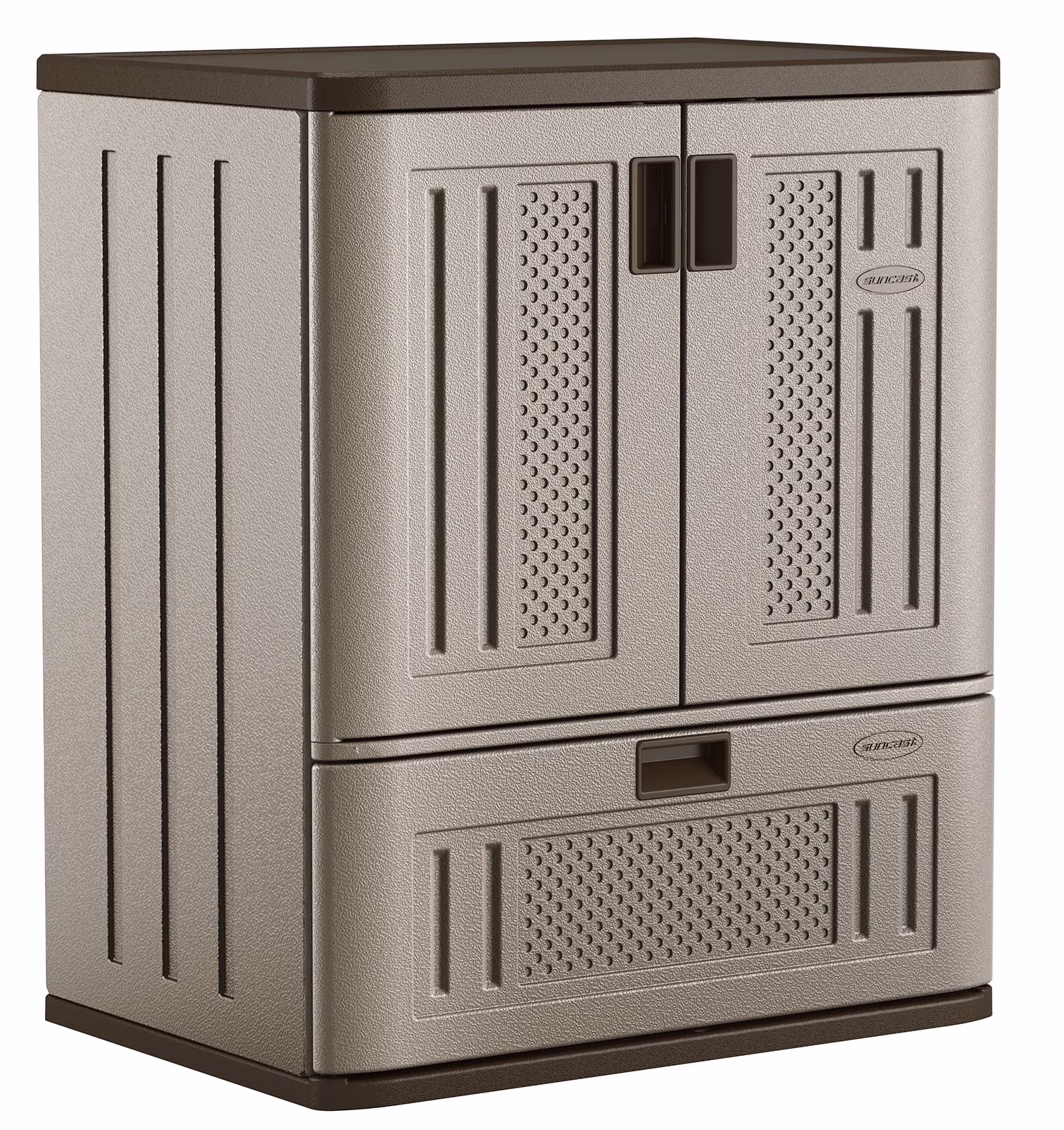Suncast Single Drawer Resin Base Storage Cabinet, Platinum Metallic