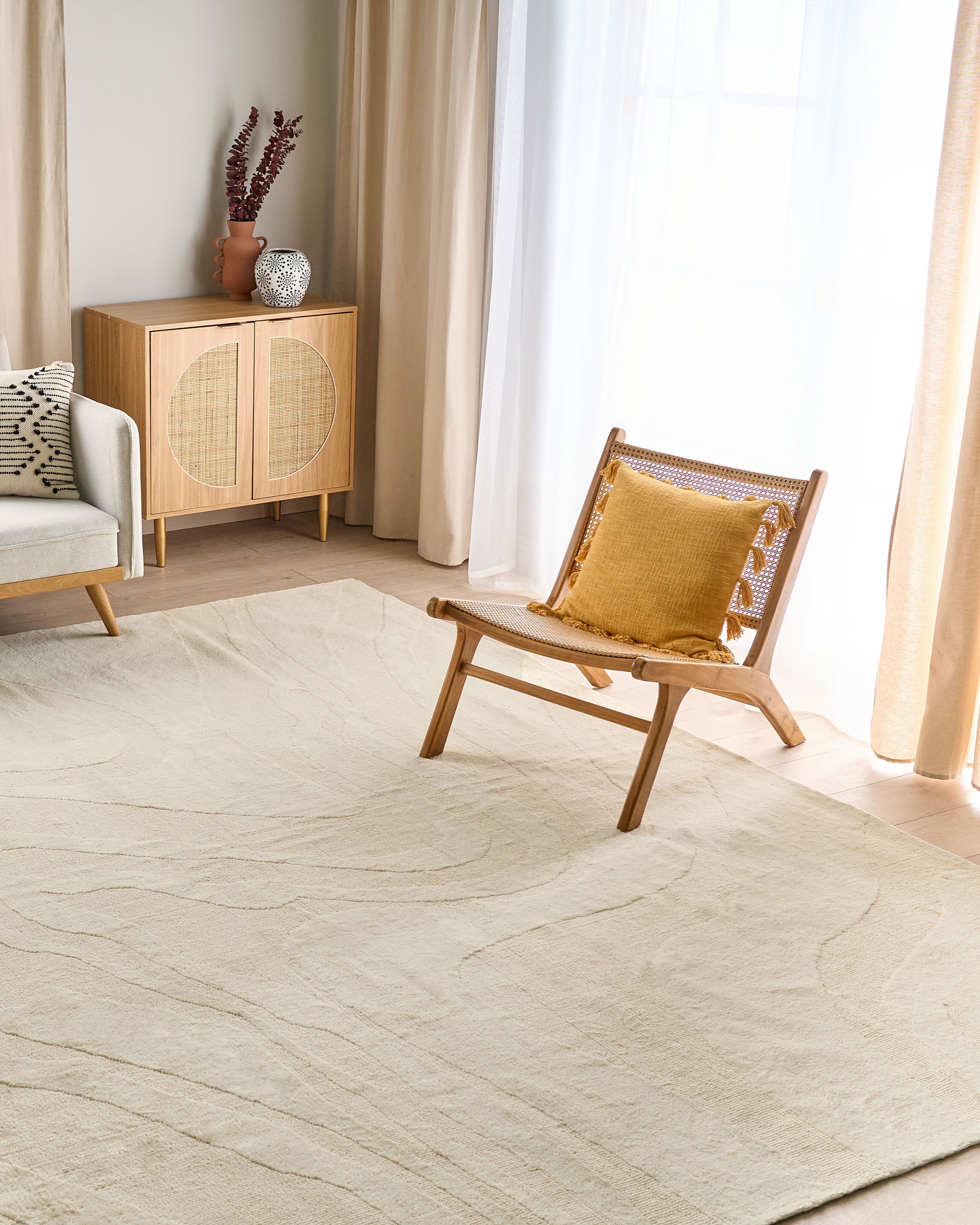 Rug SASNAK Beige 300 x 400 cm Wool