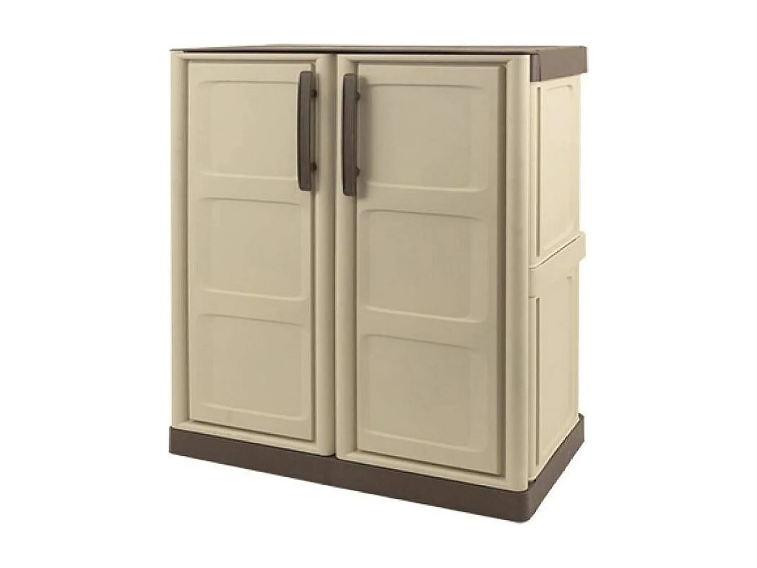 Damb buitengarderobeRosi, Multifunctionele balkonkast, 2-deurs buitenkast, 100% Made in Italy, Beige en Bruin, 70x39h86 cm, Geruite afwerking