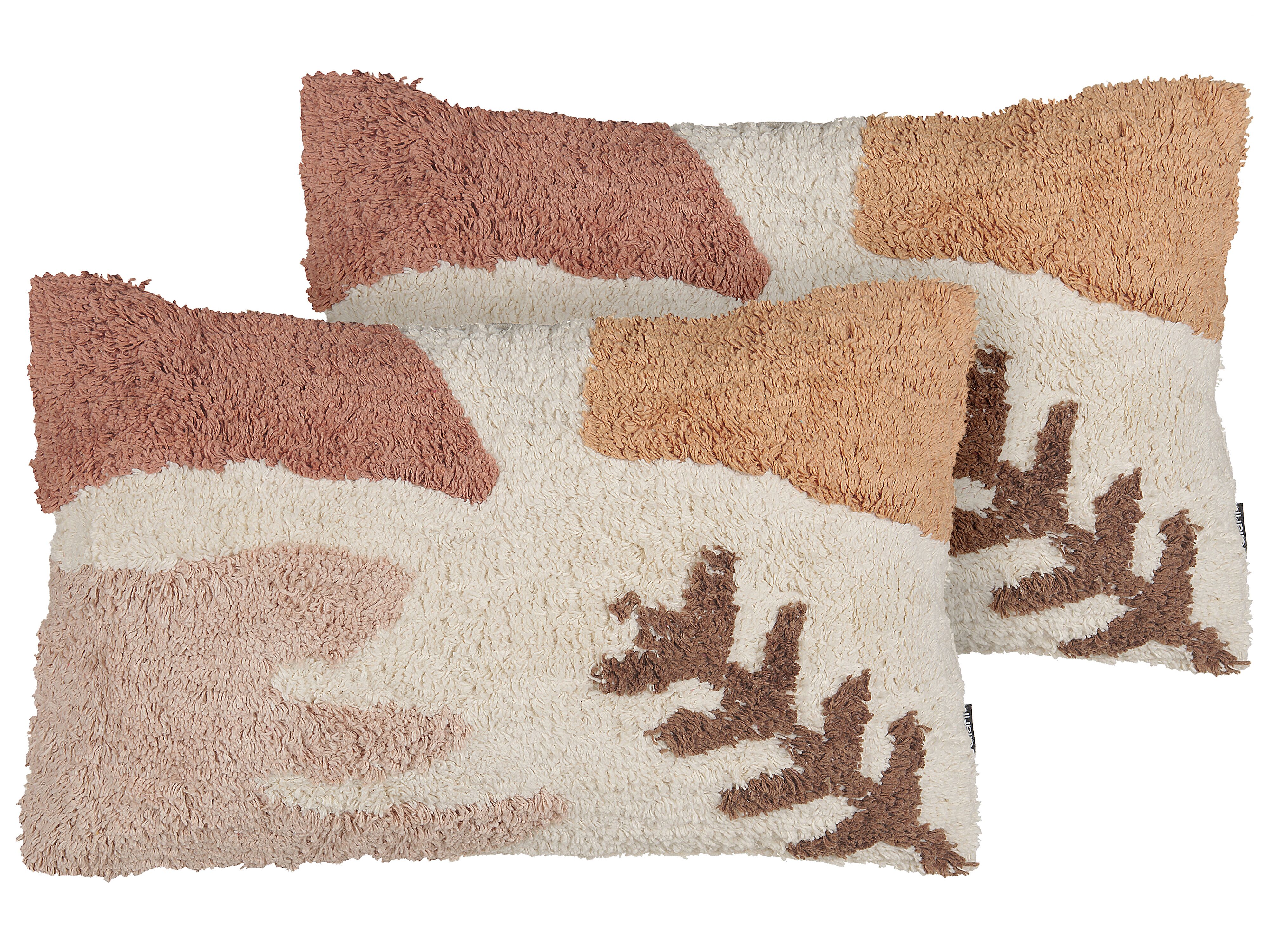 Set of 2 Decorative Cushions CAMASSIA Cotton 30 x 50 cm Beige Abstract Pattern