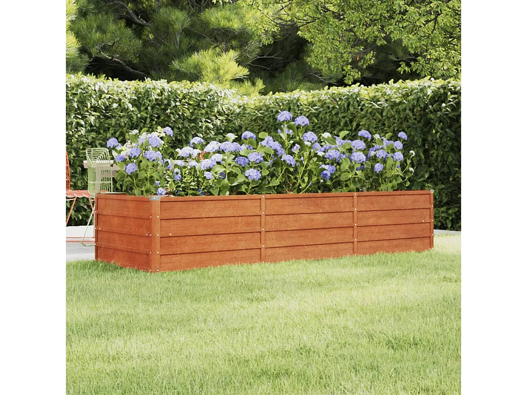 Lit surélevé de jardin rouillé 240x80x45 cm acier corten