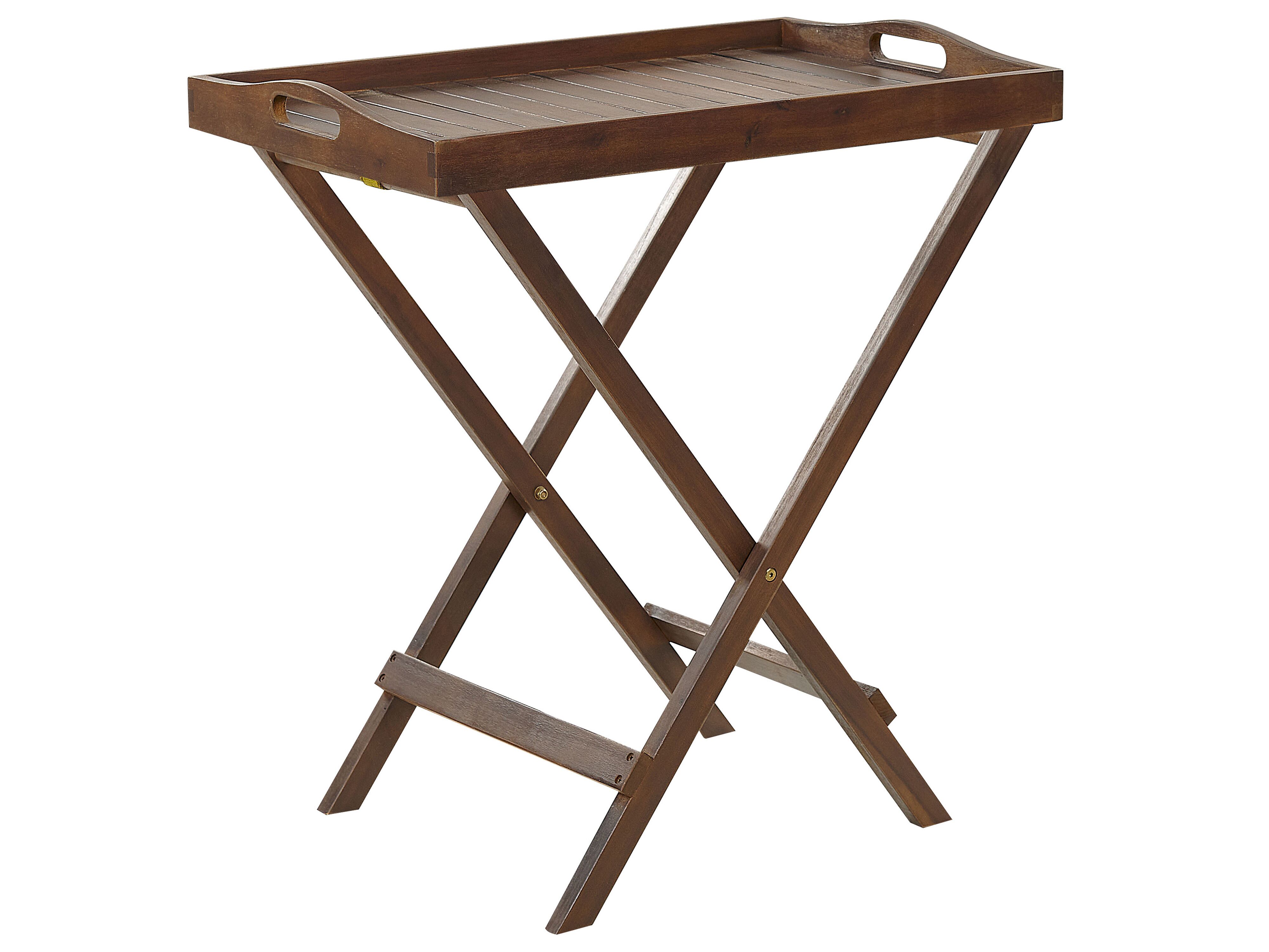 Garden Side Table AMANTEA Acacia Wood Dark Brown Folding