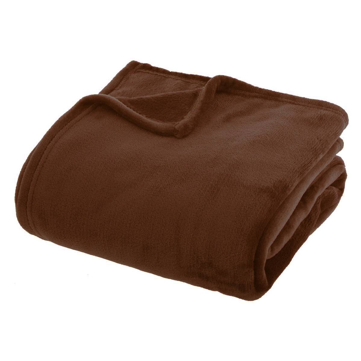 Flannel Throw "Ollis" Tonka Brown, 230x180 cm