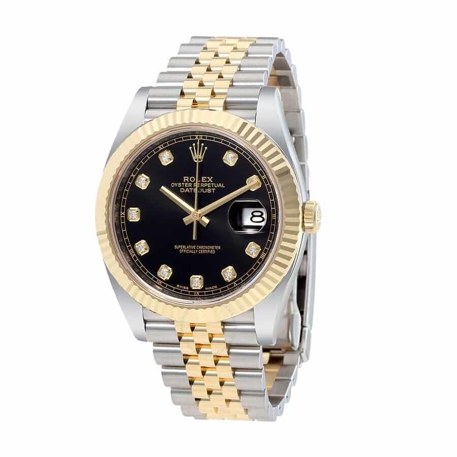 Rolex Datejust 12633BKDJ Steel Gold Automatic Black And Diamond Dial Jubilee Replica - Elite Watch Atelier