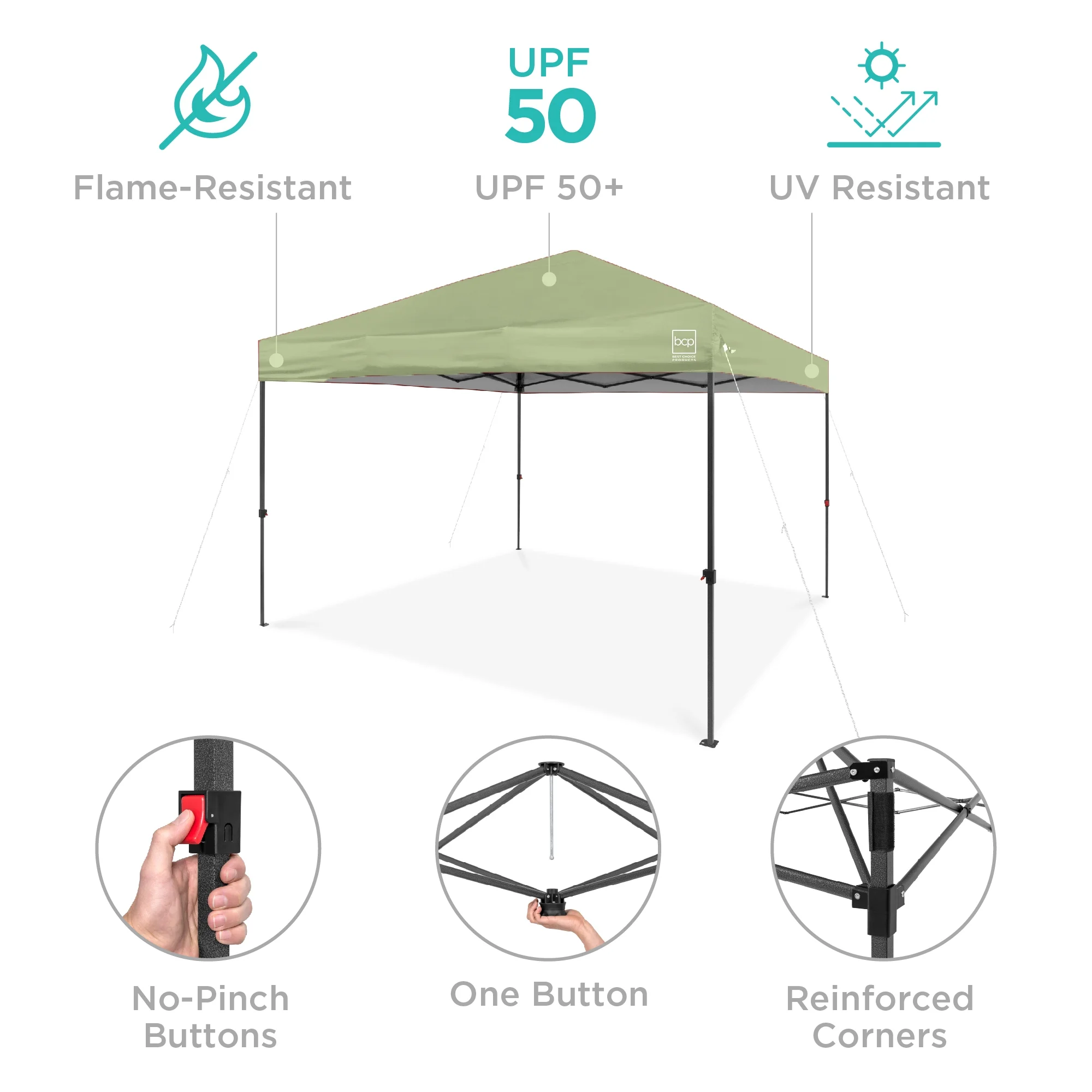 Best Choice Products 10x10ft Easy Setup Pop Up Canopy w/ 1-Button Setup, Wheeled Case, 4 Weight Bags - White - Image 140