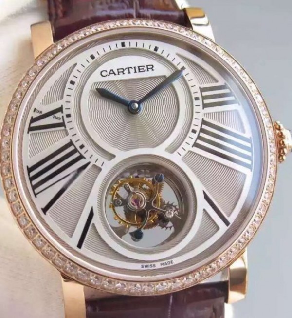 Replica Cartier Rotonde De Cartier Tourbillon RG Diamonds Bezel - Top club