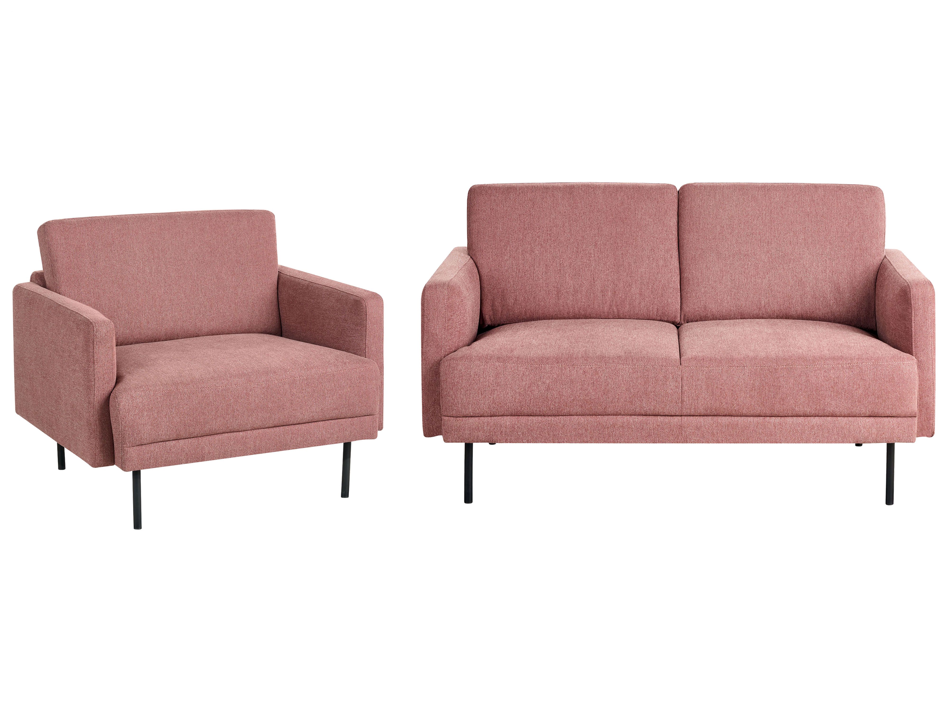 Living Room Set 2 Seater BREDA Fabric Pink