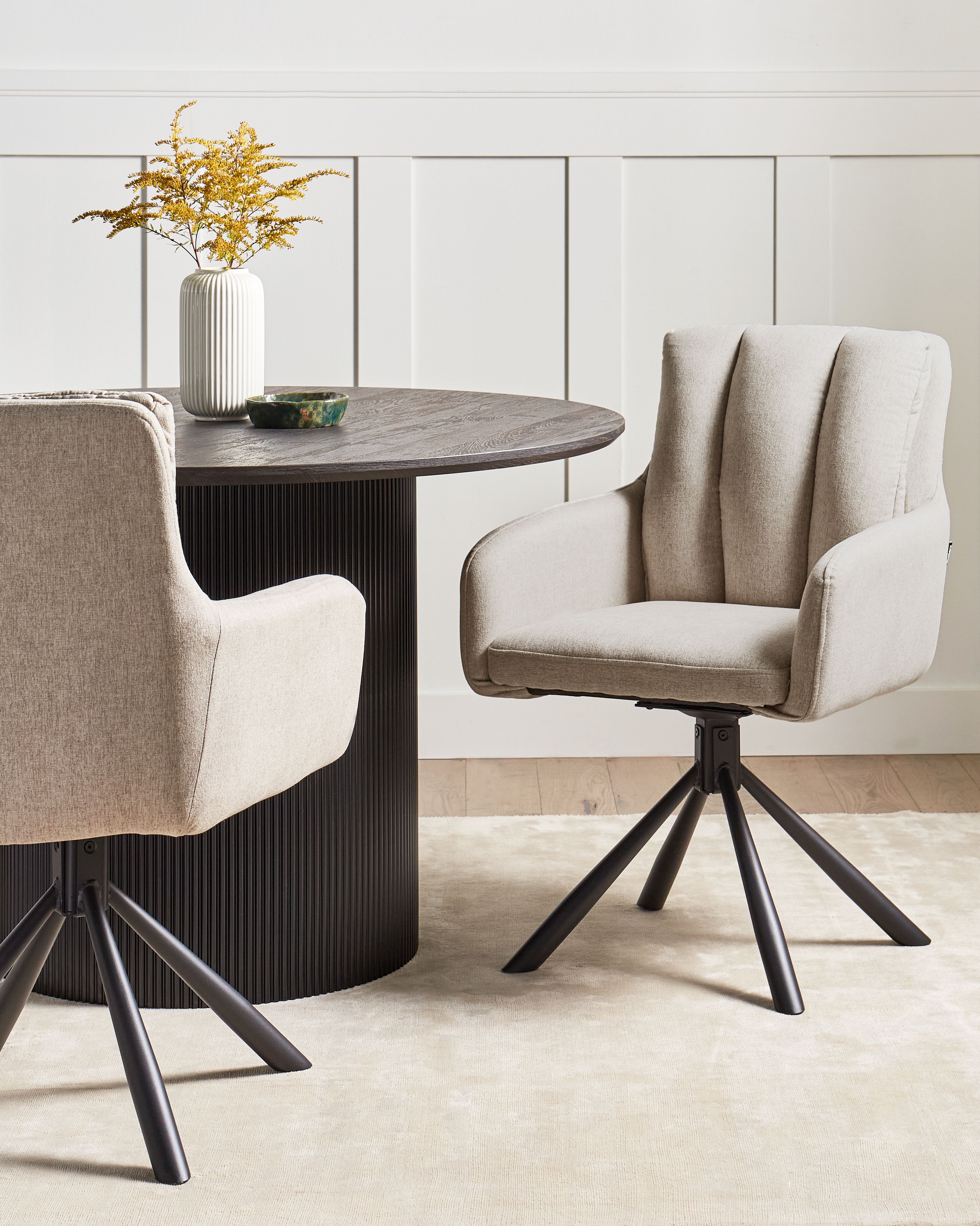 Set of 2 Dining Chairs Swivel SARDOAL Fabric Taupe