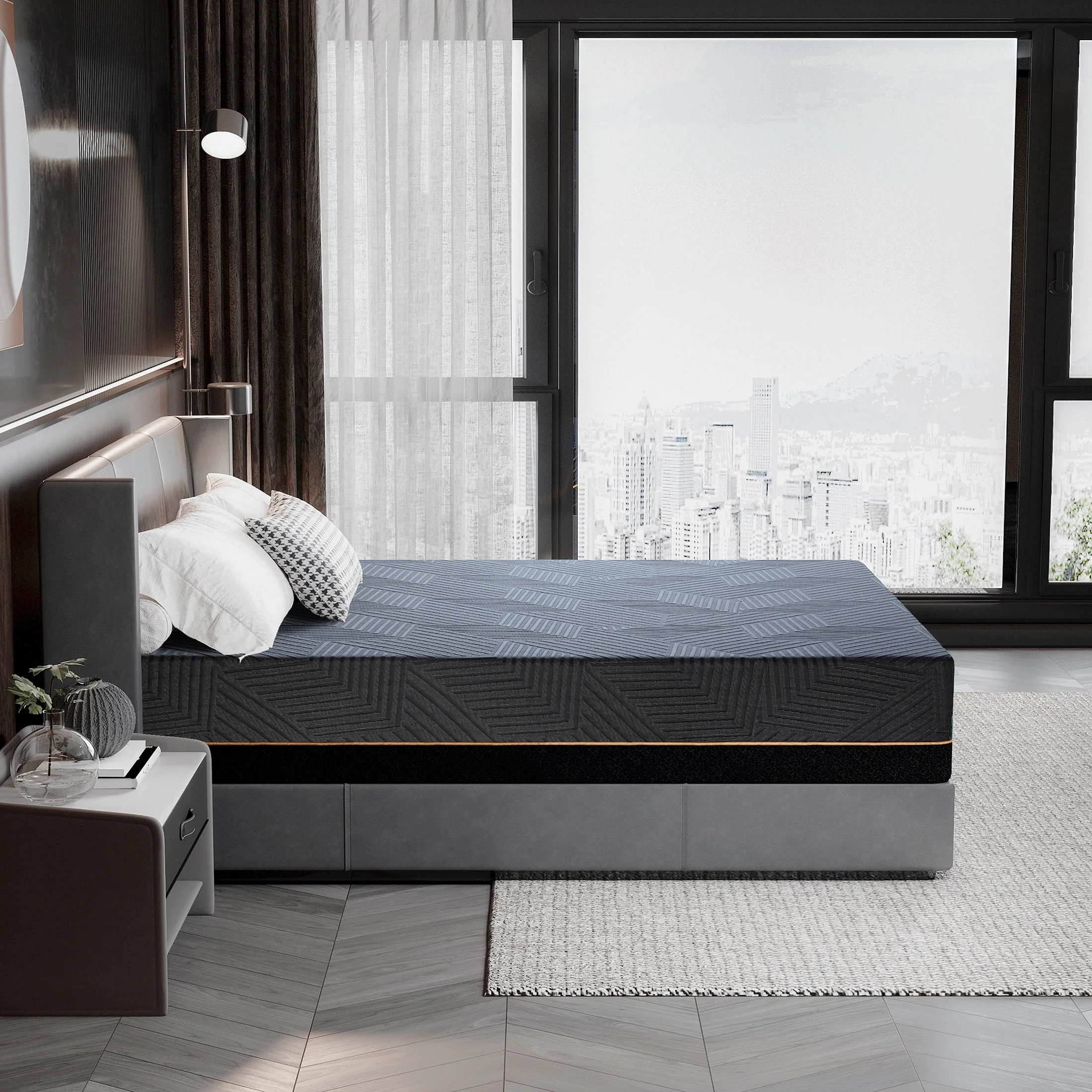 MLILY Ego Black 14 inch Queen Mattress, Cooling Gel Memory Foam Mattress in a box, Queen, Medium - Image 10