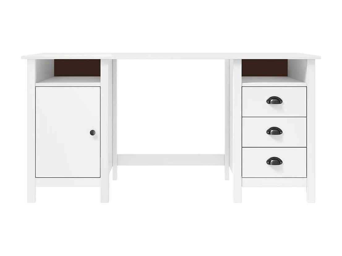Bureau Hill Blanc 150x50x74 cm Bois de pin solide FR11570