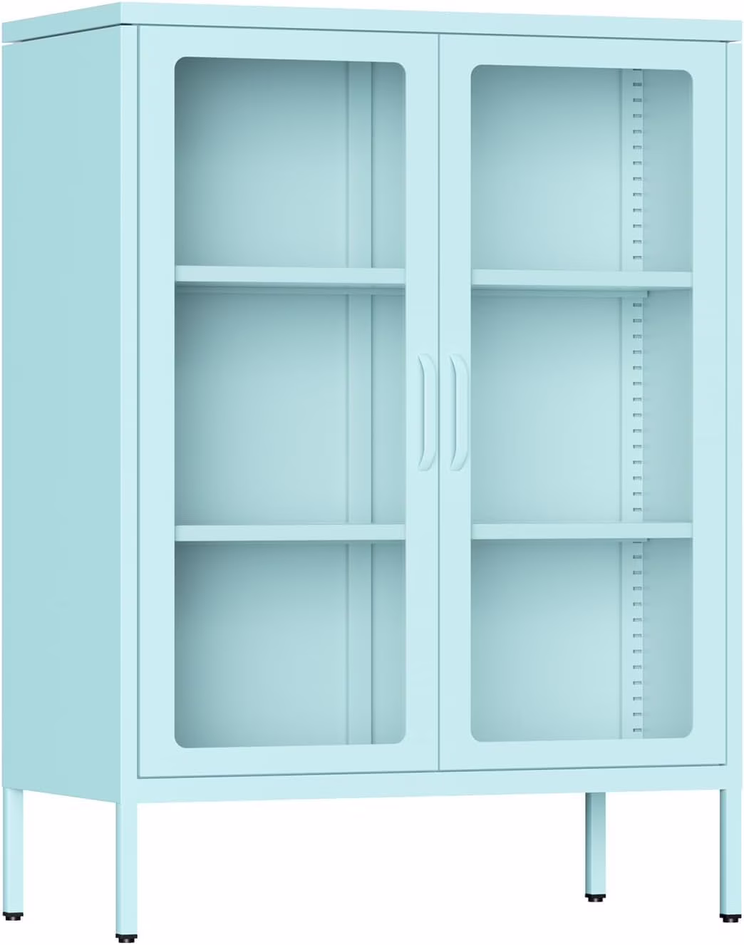 SUNCROWN Metal Storage Cabinet, Curio Display Cabinet with 2 Glass Display Door and 4 Shelves, Side Storage Organize, Modern Bookshelf Cabinet for livingroom, Bedroom, Kitchen, Black - Image 9
