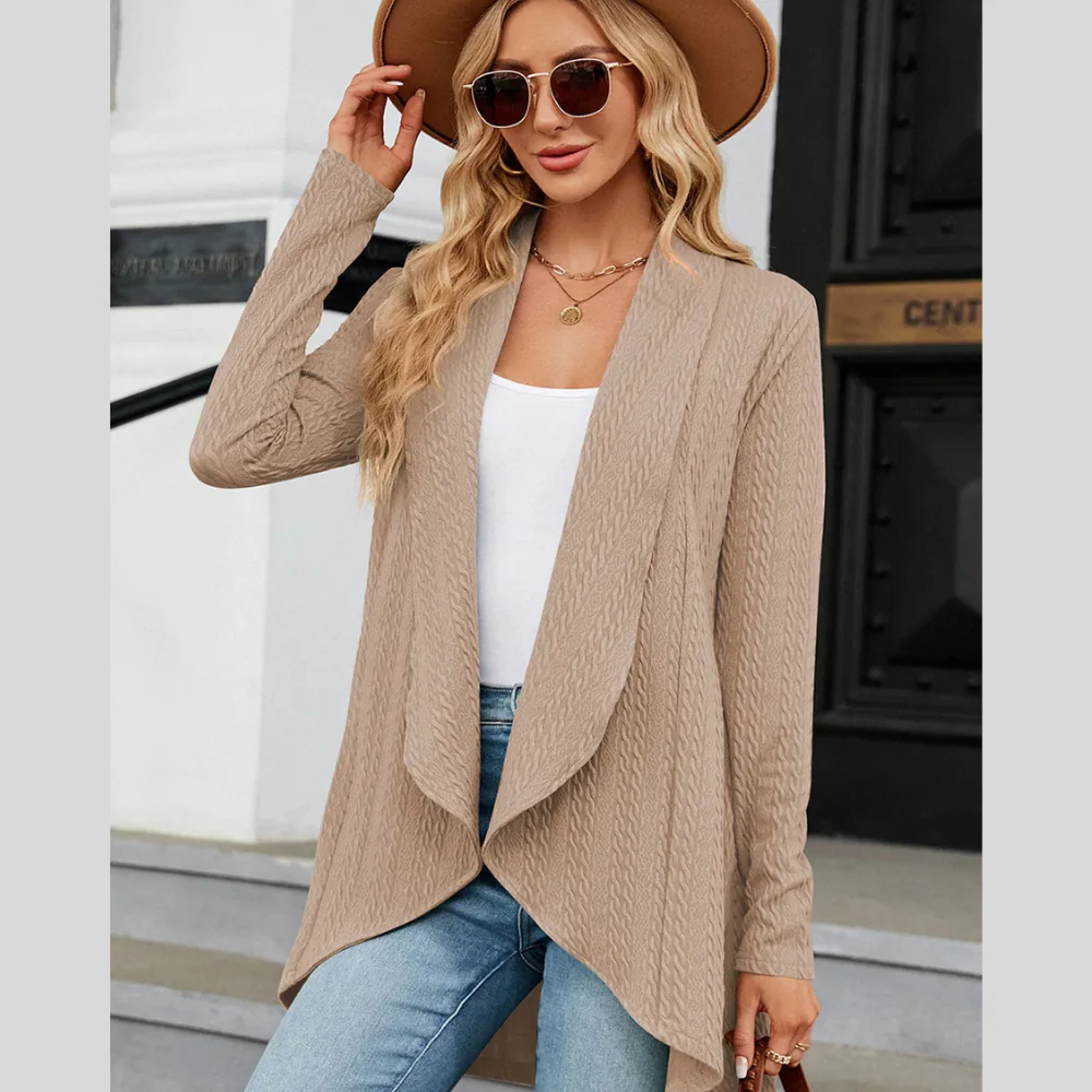 Casual Open Front Long Sleeve Cardigan - ZKZOOK