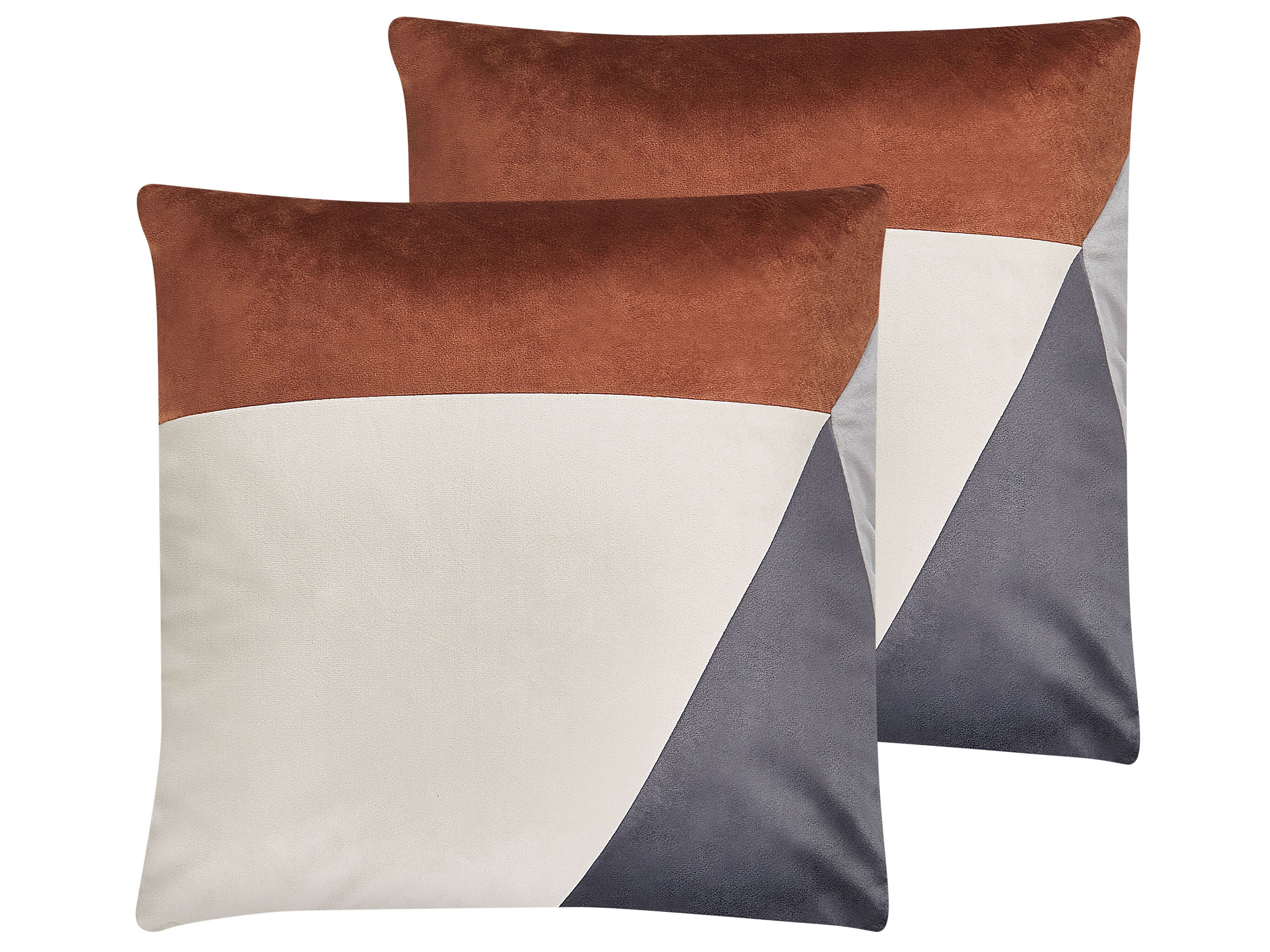 Set of 2 Decorative Cushions CAMPSIS Velvet 45 x 45 cm Multicolour Geometric Pattern
