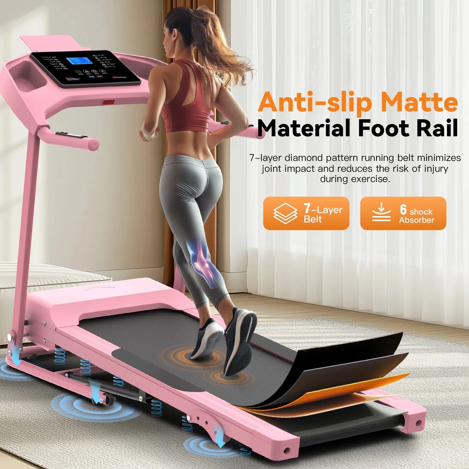Treadmill with 8% Incline, 3.0 HP Foldable Compact Treadmill with Sit-up Function, 300 lbs Walking Running Treadmill with LCD Display for Exercise, 12 Programs - Image 21