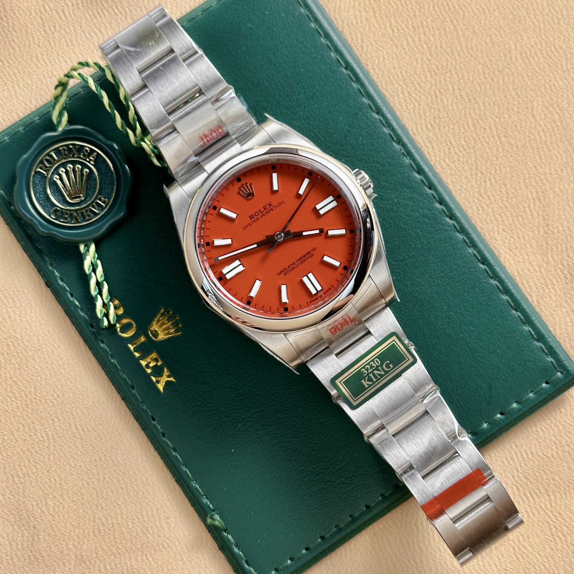 Rolex Oyster Perpetual 124300 Red Dial Oyster Strap King Factory 41mm - Elite Watch Atelier