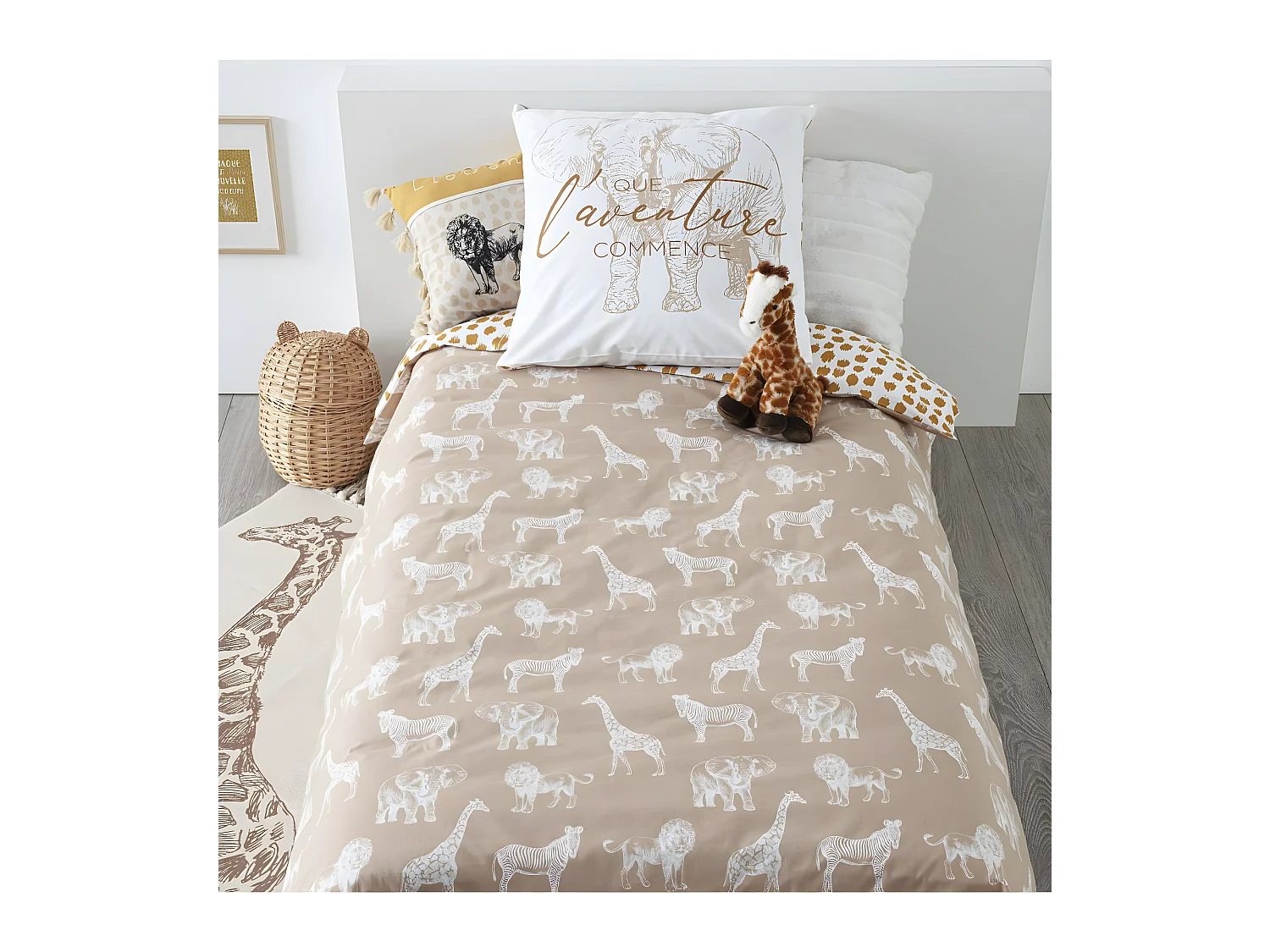 Parure de lit Savane 140 x 200 cm Housse de couette en Coton avec sa taie