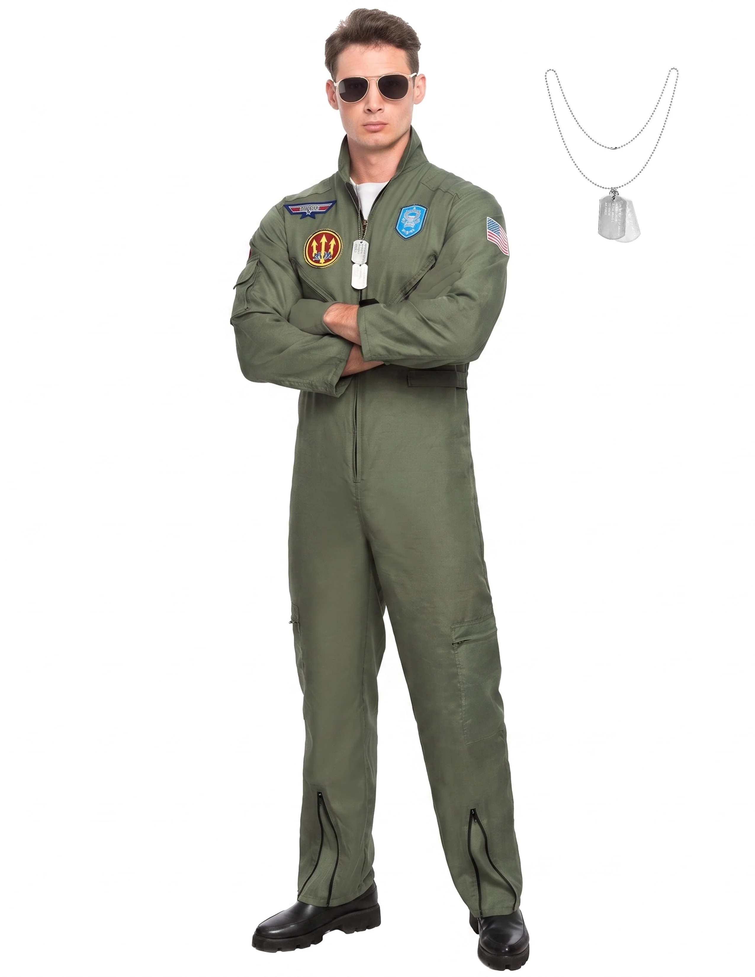 Joyfy Flight Pilot Costume for Adults Pilots Uniform Costume Movie Icon Green Jumpsuit for Men Halloween Party Fancy Dress up Cosplay Joyfy Flight Pilot Costume for Adults Pilots Uniform Costume Movie Icon Green Jumpsuit for Men Halloween Party Fancy Dress up Cosplay