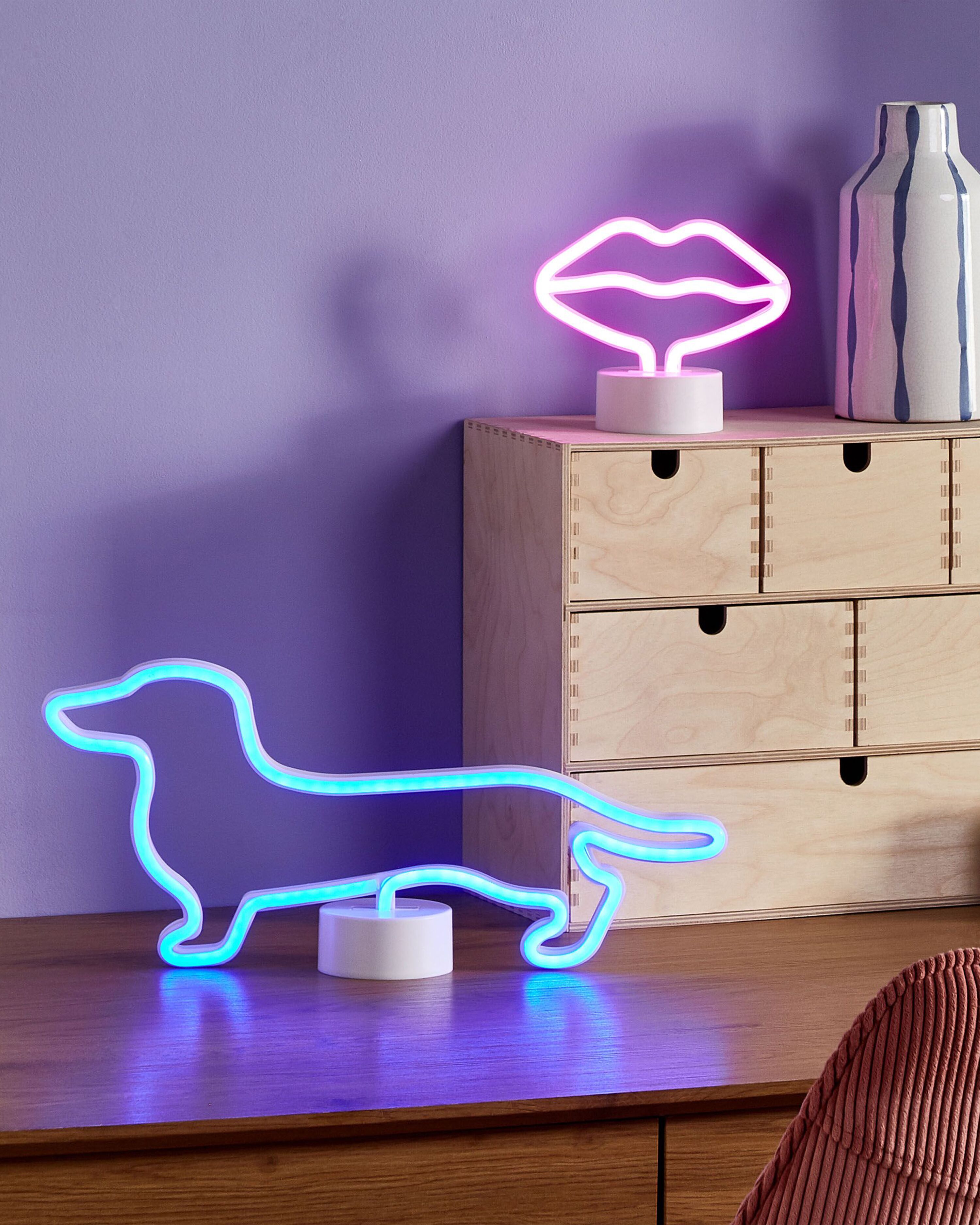 LED Neon Sign Lips FLORA Pink