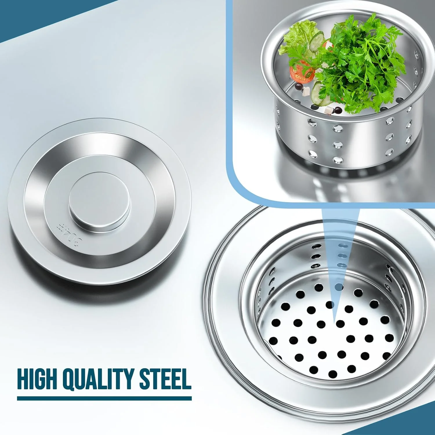 Stainless Steel Utility Sink Commercial Kitchen Sink 40'' Free Standing Tool Sink with Drawer & Cold and Hot Water Pipe for Kitchen Laundry Room Depot Indoor and Outdoor - Image 7