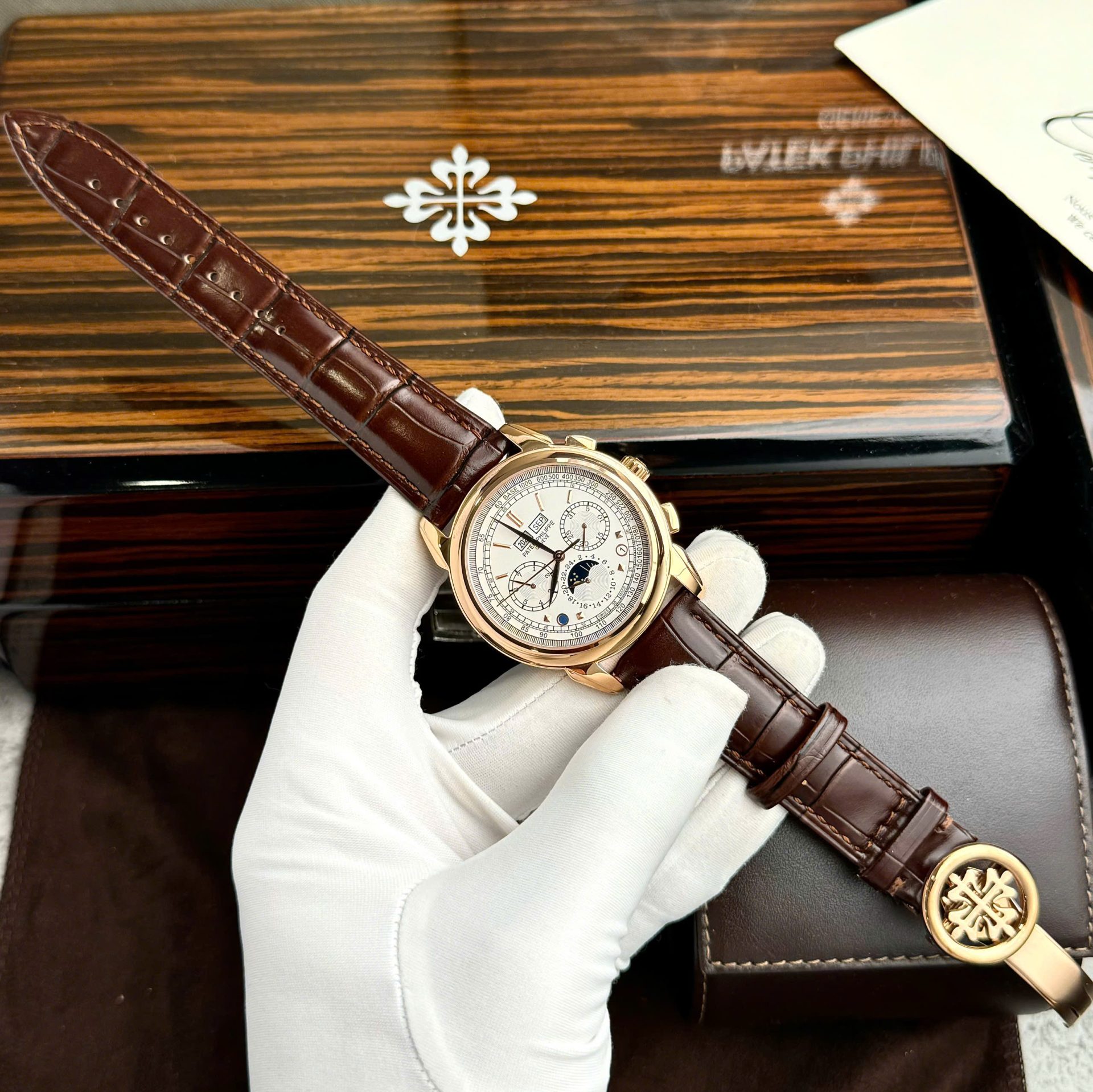 Patek Philippe Grand Complications 5270 Clone Watches White Dial Leather Strap 41mm - Elite Watch Atelier