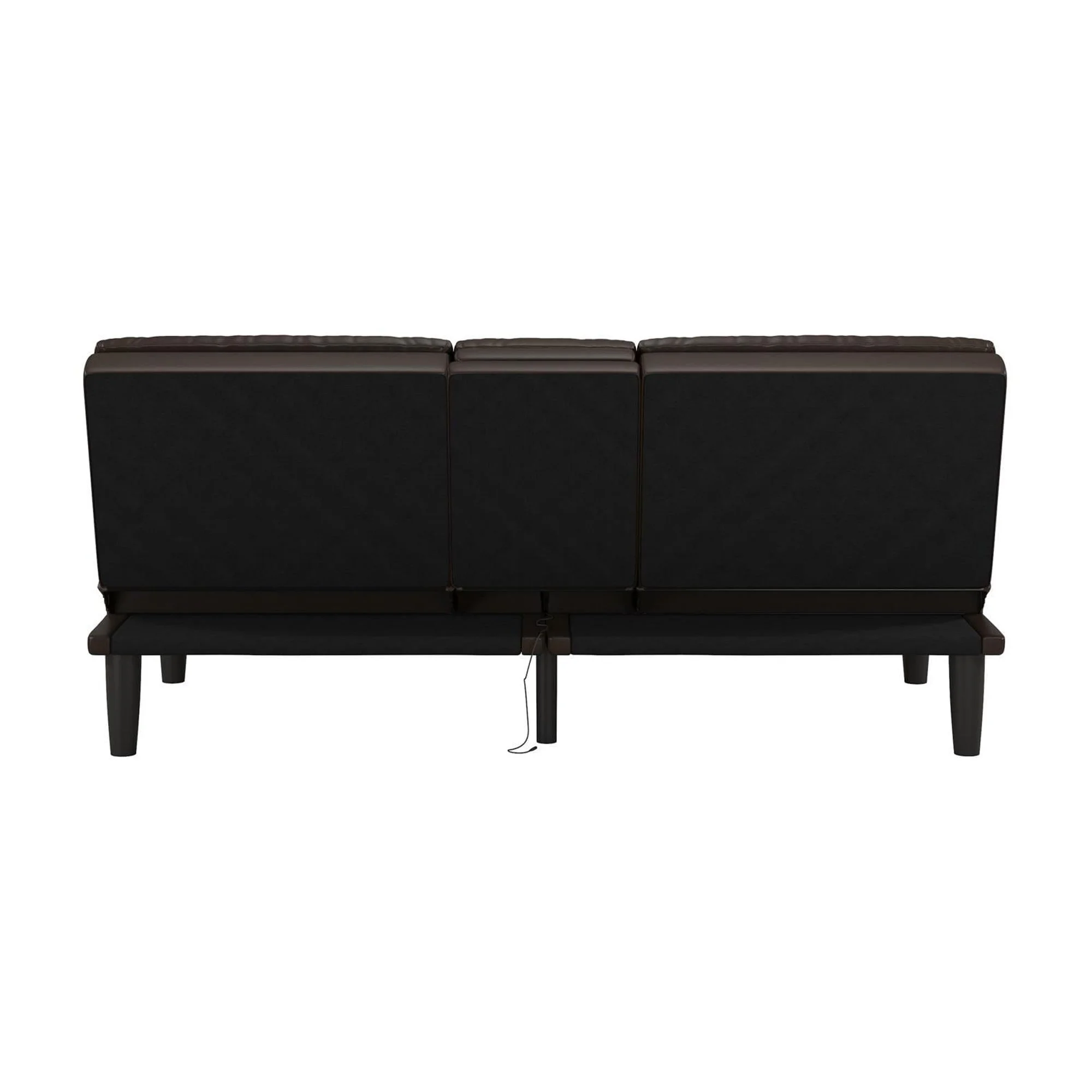 Mainstays Memory Foam 71.5" Futon with Cupholder and USB, Black Faux Leather - Image 75