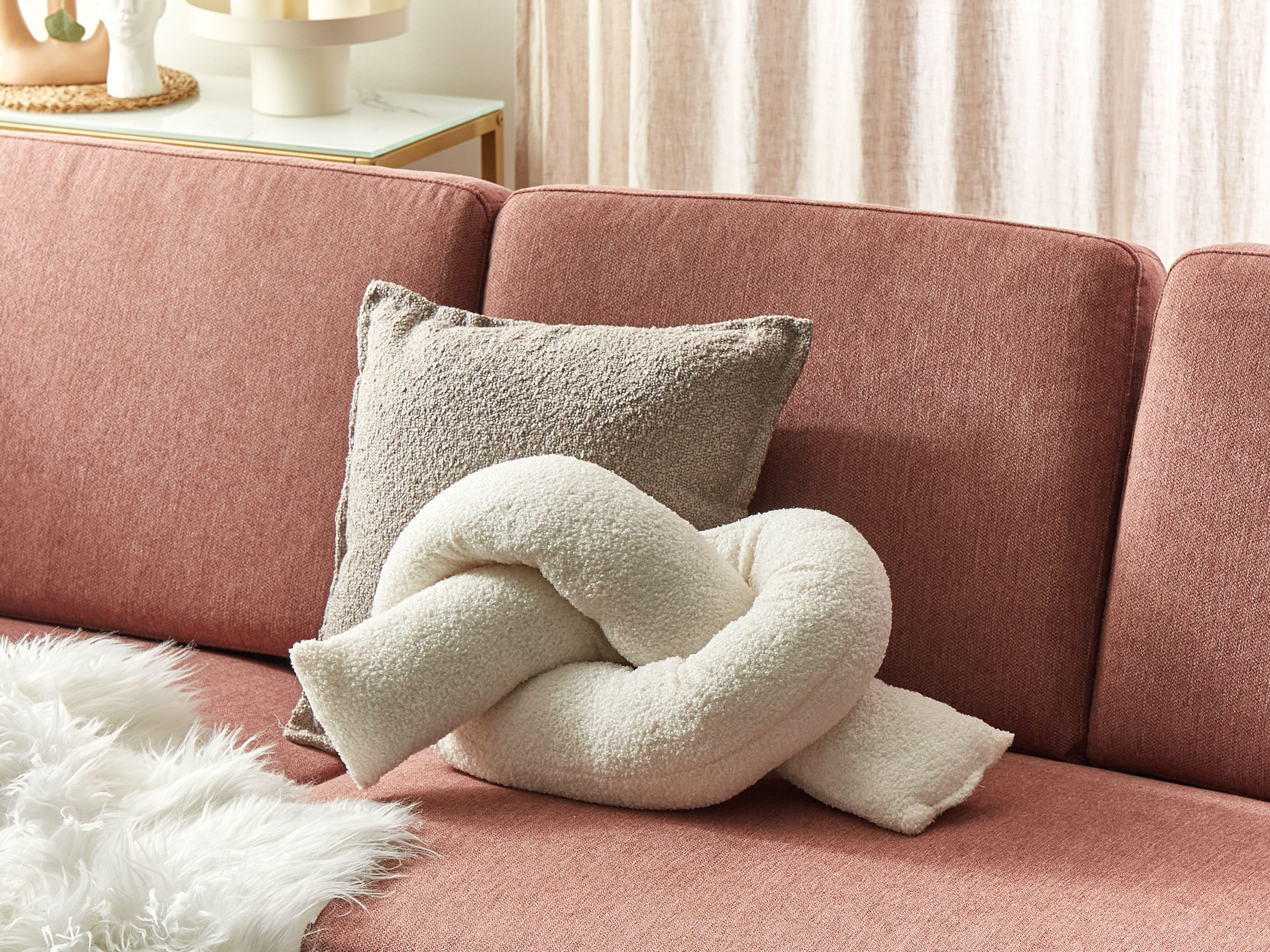 Throw Cushion GLADIOLUS Boucle 172 x 14 cm Off-White Solid
