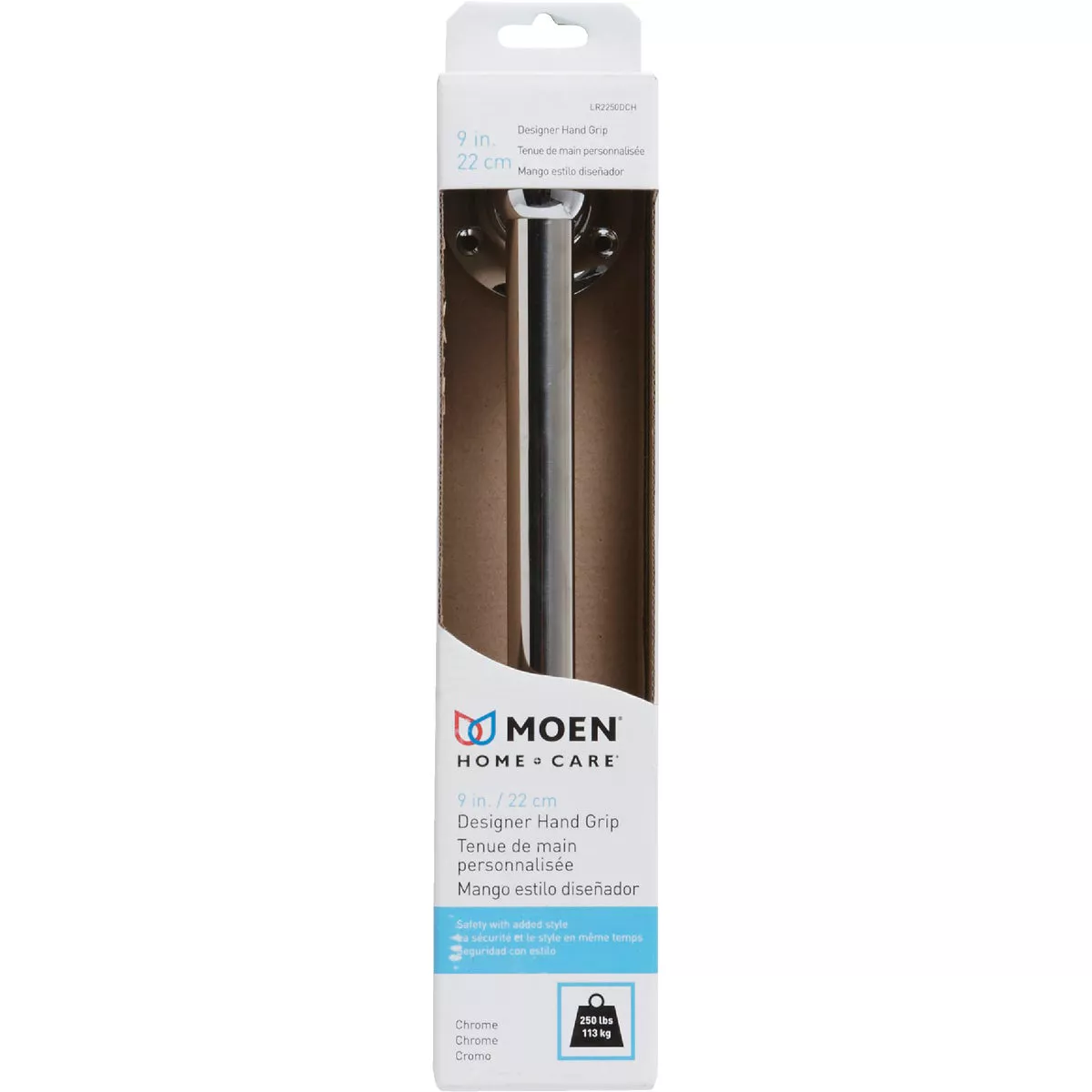Moen Home Care 9 In. Designer Hand Grip, Chrome