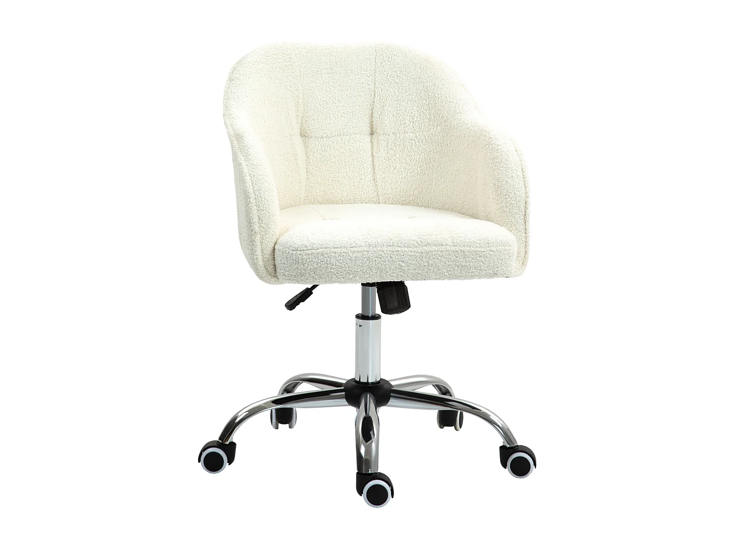 Chaise de bureau tissu bouclette design hauteur réglable pivotante piètement acier crème