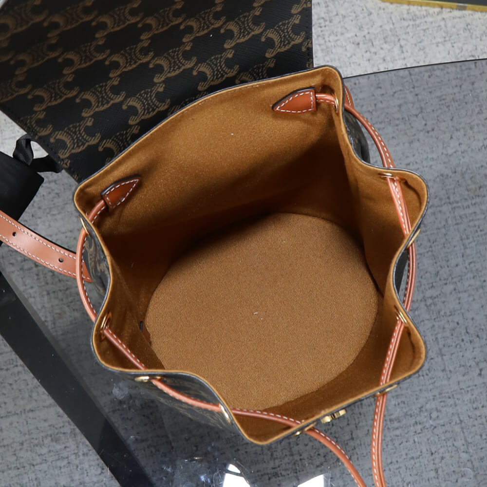 Backpack Bag Celine Bonnie in Triomphe Canvas and Calfskin1:1High-quality replica