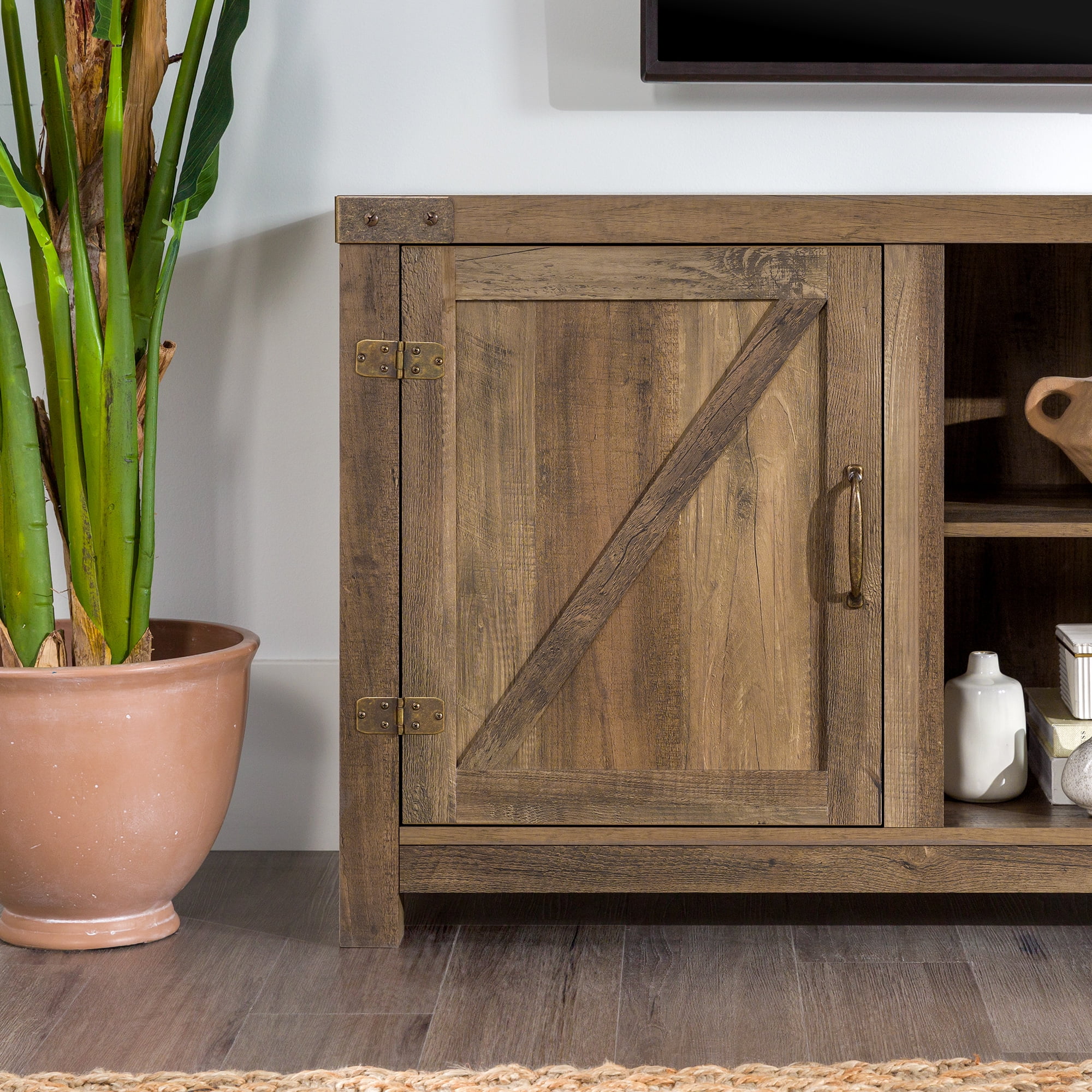 Walker Edison Modern Farmhouse Barn Door TV Stand for TVs up to 65", Grey Wash - Image 137