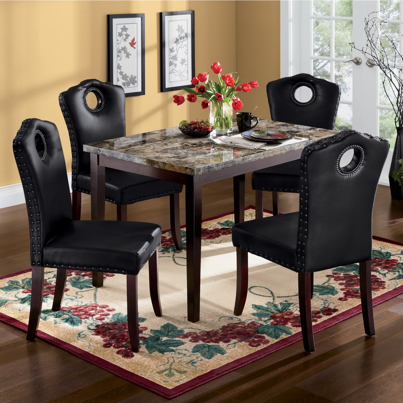 Marble-Look Dining Table and Nailhead Chairs - MIDNIGHT VELVET CATALOG
