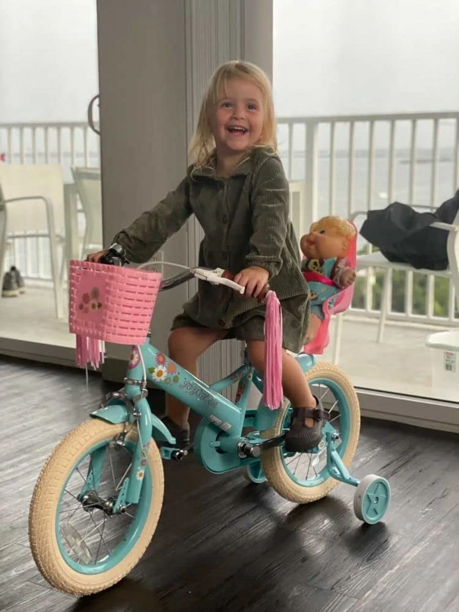 JOYSTAR Little Daisy 14 Inch Kids Bike for 3 4 5 Years Girls with Handbrake Children Princess Bicycle with Training Wheels Basket Streamer Toddler Cycle Bikes Blue - Image 5