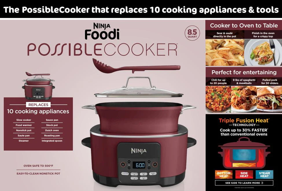Ninja Foodi Possible Cooker 8.5qt Multi-Cooker, Cherry Tarte, MC1000WM - Image 13