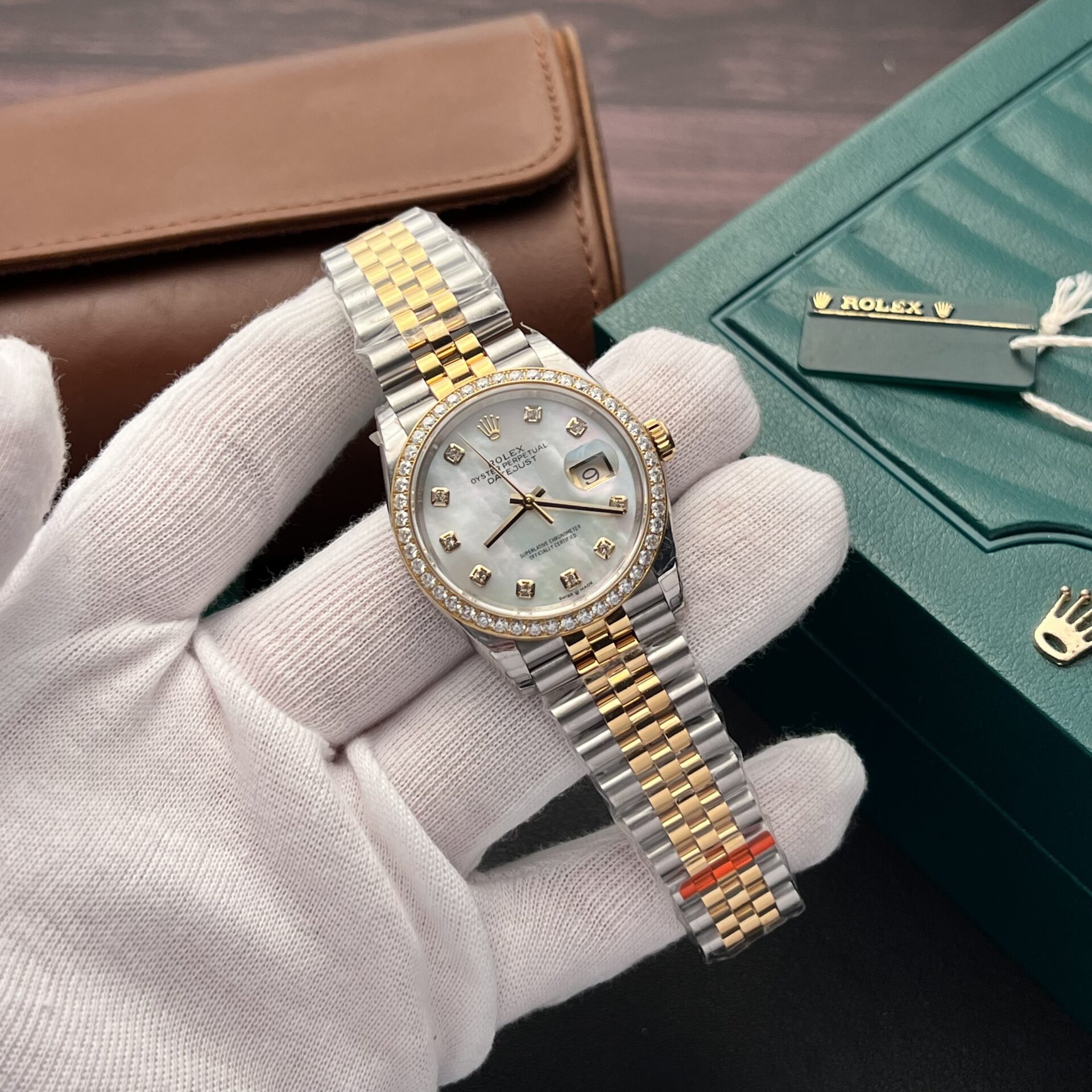 Rolex Rep 11 Watch DateJust MOP Moissanite Diamond Bezel EW 36mm - Elite Watch Atelier