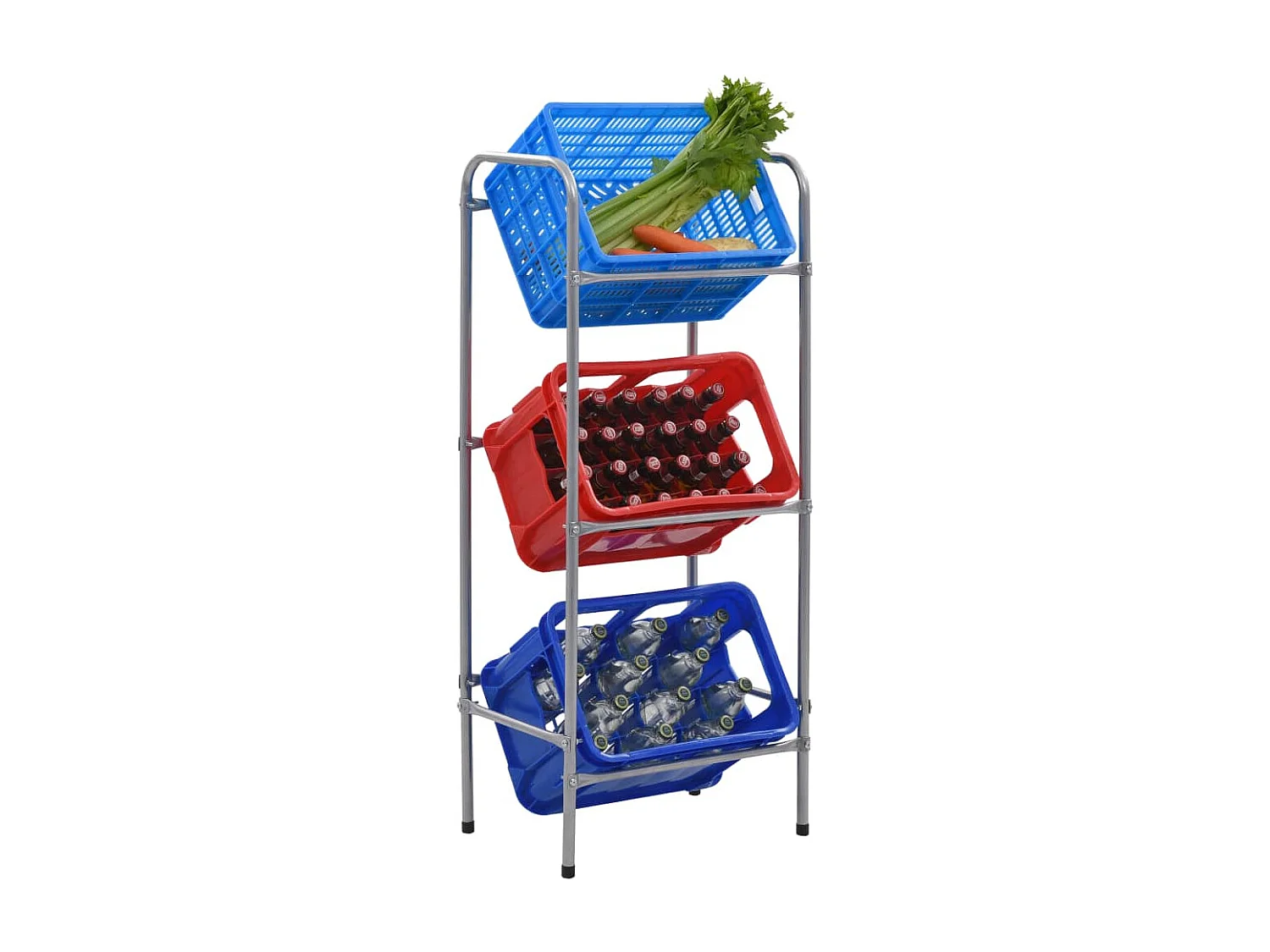 Étagère de rangement pour 3 caisses Argenté 50x33x116 cm Acier OFR71516 BonneVie Meuble