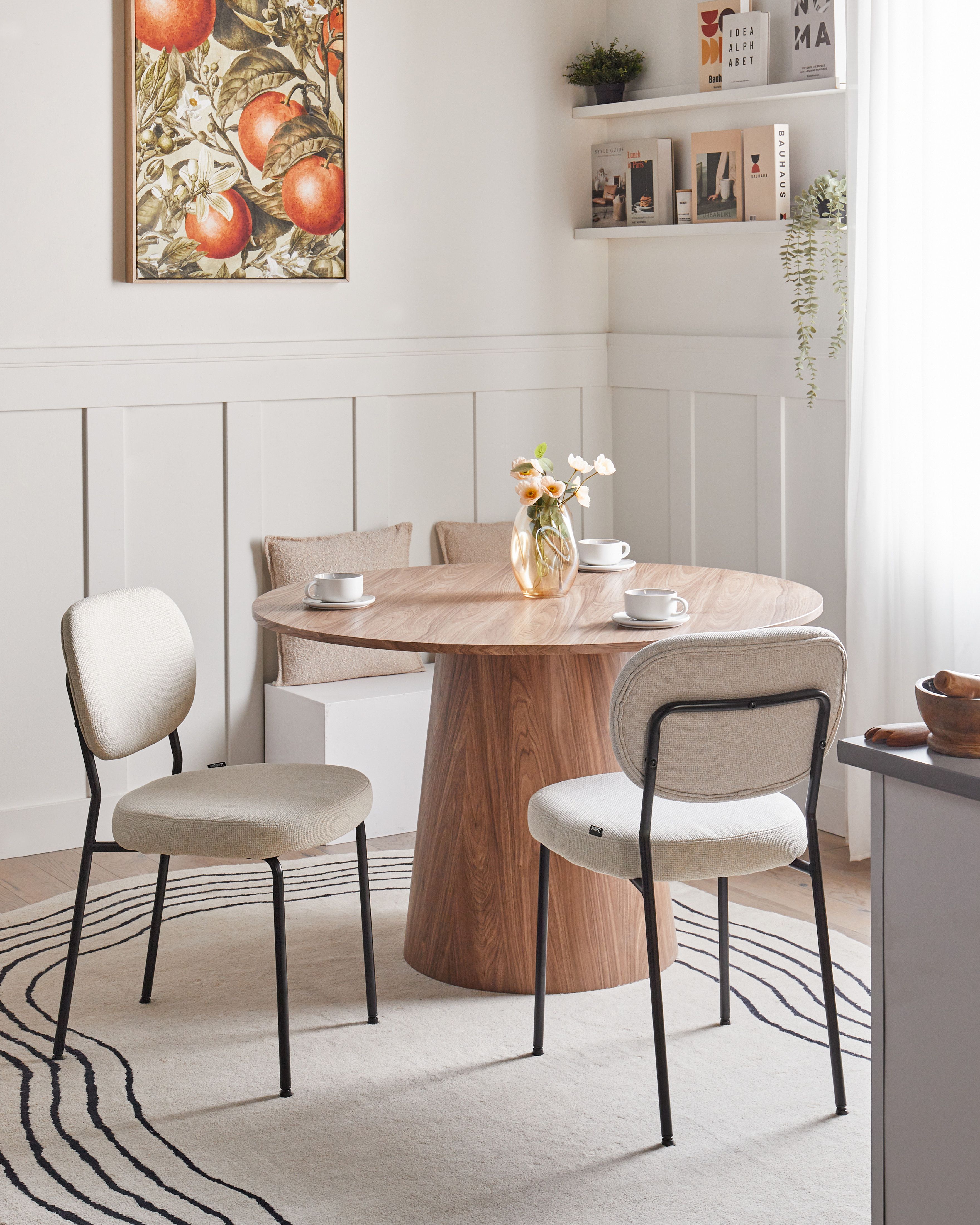 Set of 2 Dining Chairs LOLETA Fabric Light Beige