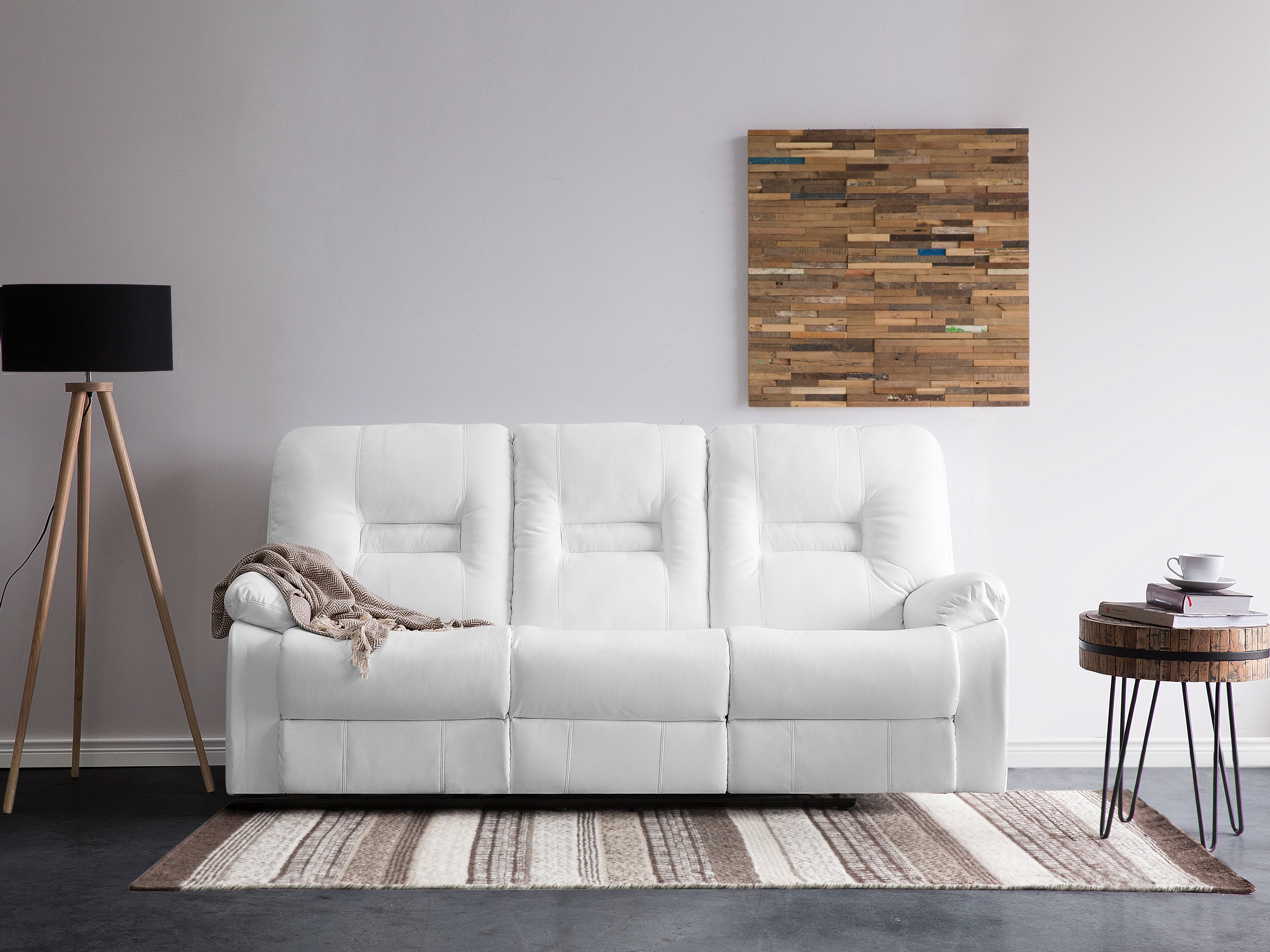 Manual Recliner Sofa 3 Seater BERGEN Faux Leather White