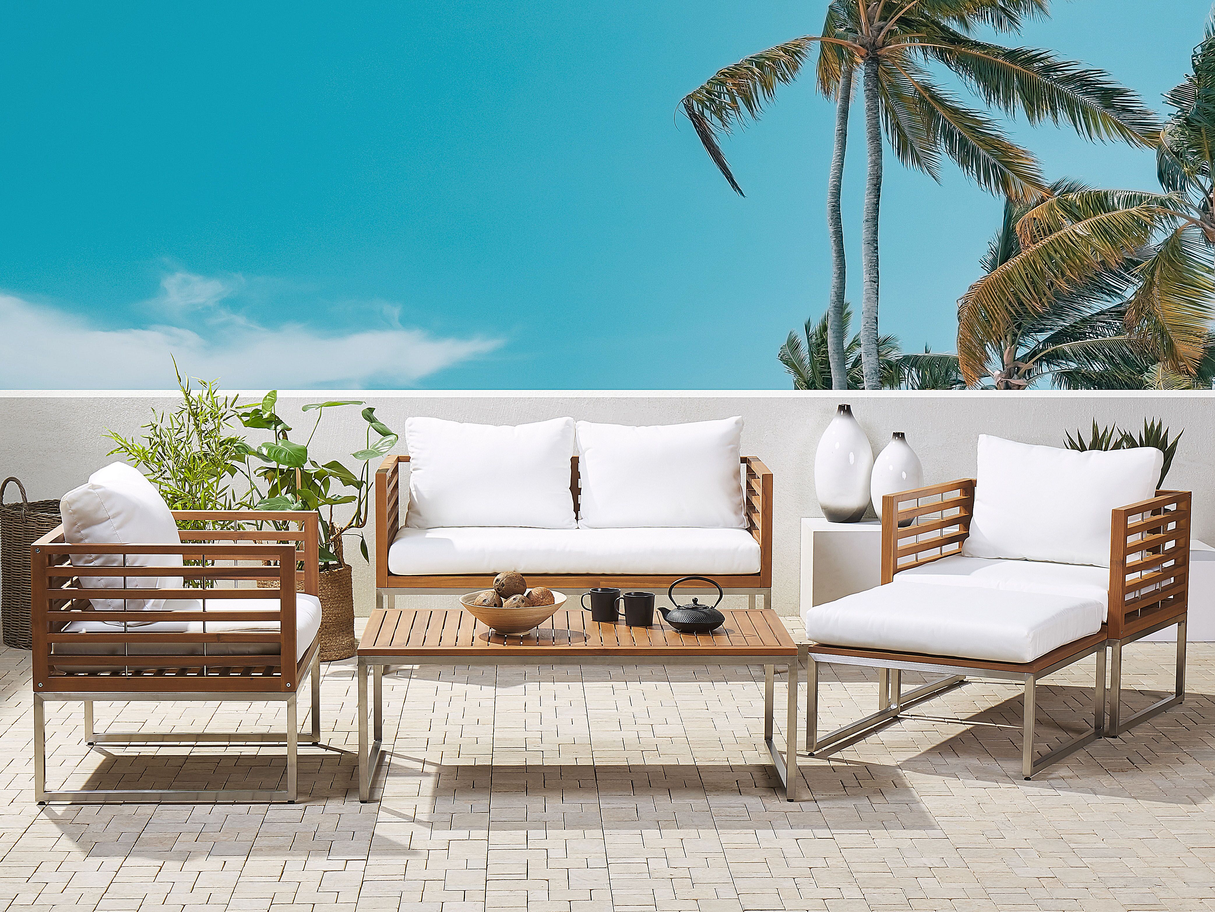 Garden Lounge Set with Table 4 Seater BERMUDA Acacia Wood Brown