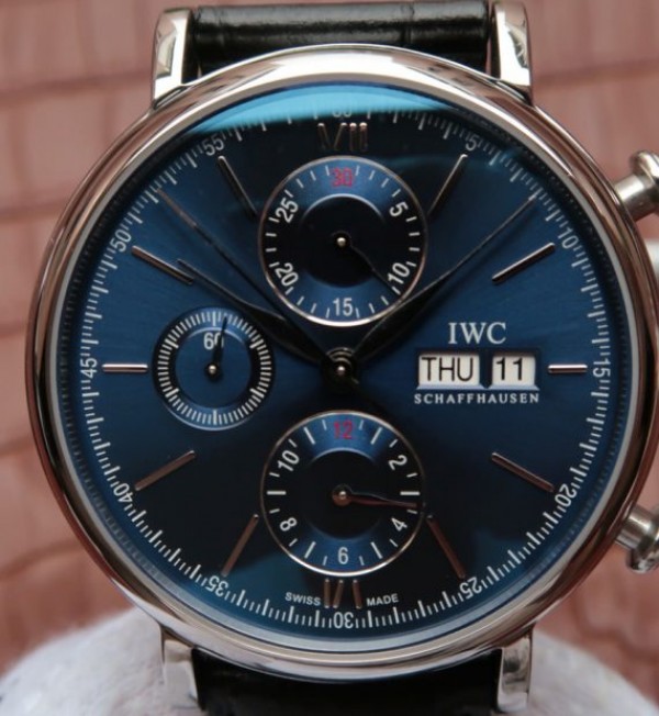 Replica IWC Portofino Chrono IW391019 Blue Dial Leather Strap - Top club