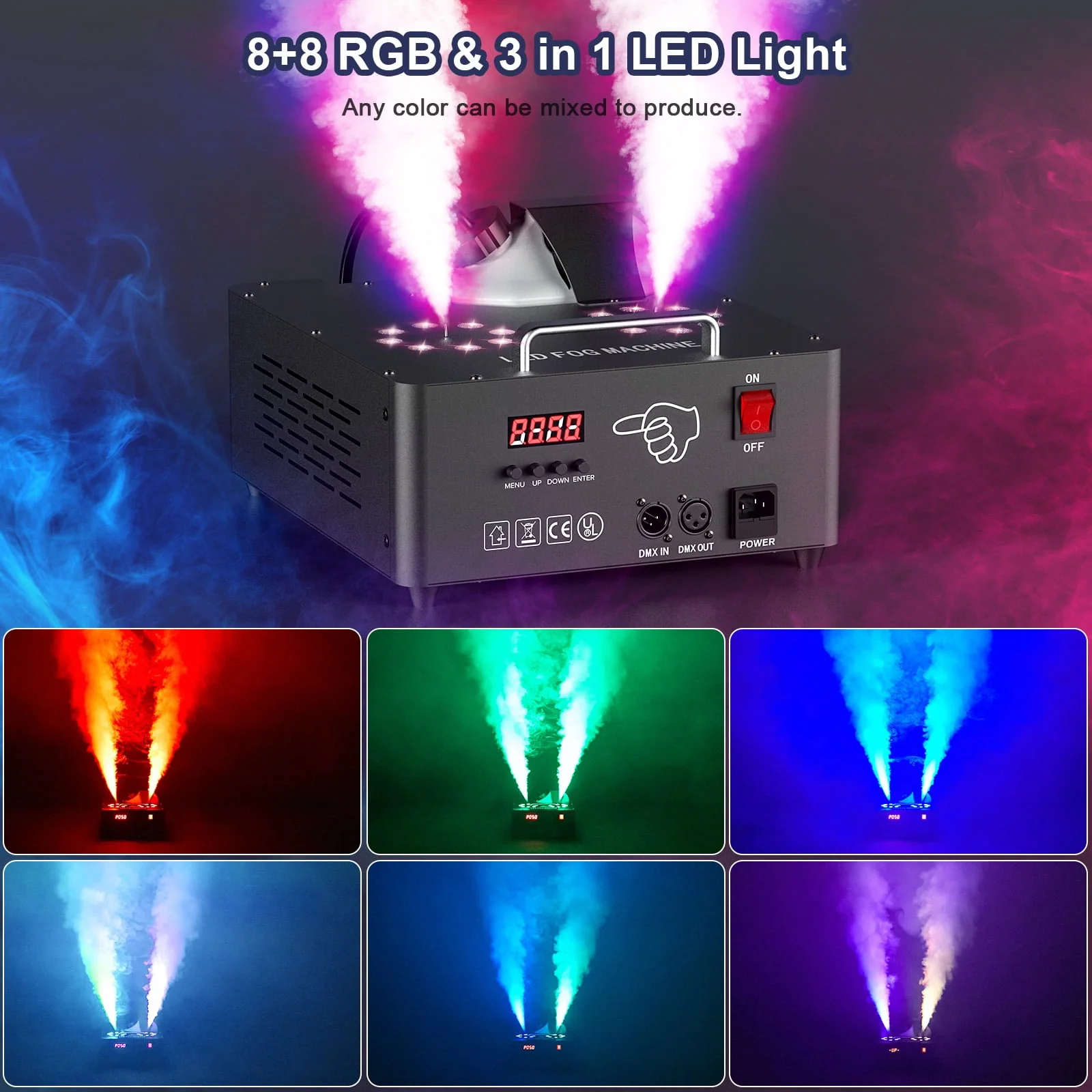 Smoke Machine Fog Machine 2000W Double-tube Adjustable DMX512 RGB 3-in-1 Led Stage Smoke Machines for Party/ Wedding/ Stage - Image 6 Smoke Machine Fog Machine 2000W Double-tube Adjustable DMX512 RGB 3-in-1 Led Stage Smoke Machines for Party/ Wedding/ Stage - Image 6