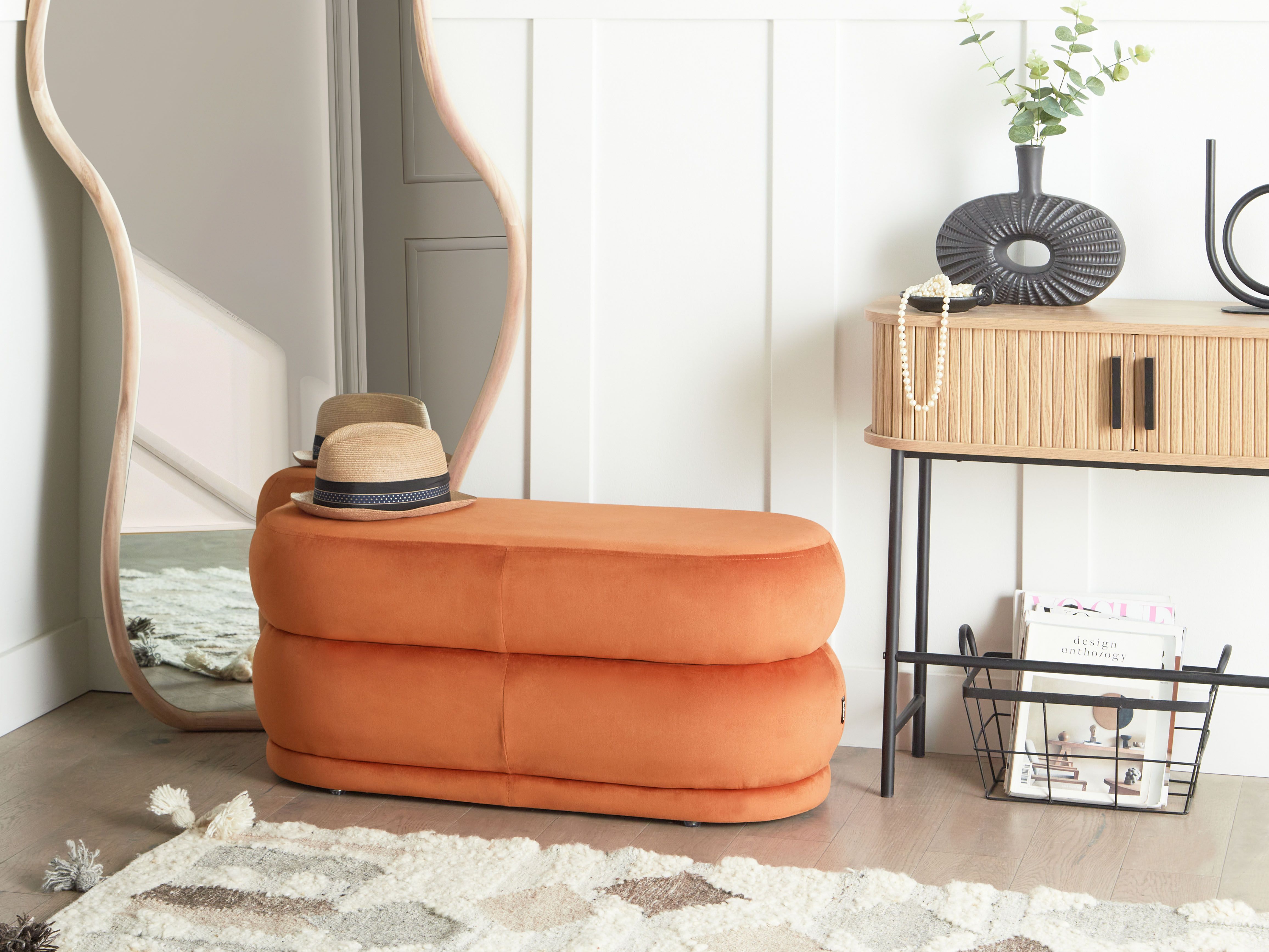 Upholstered Bench ELLENDALE Velvet Orange