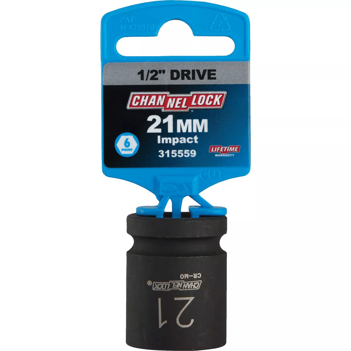 Channellock 1/2 In. Drive 21 mm 6-Point Shallow Metric Impact Socket